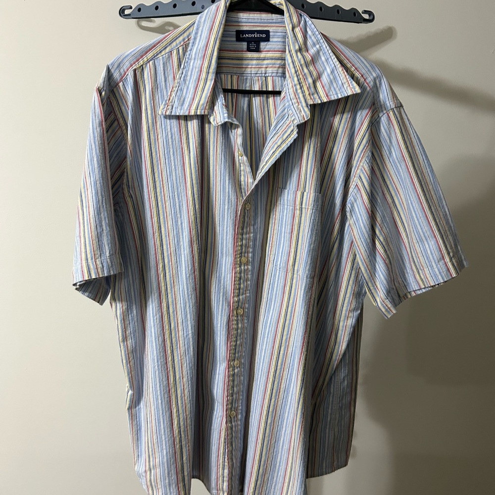 Lands' End Men's Striped Button Down Shirt